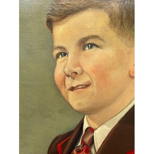 191 - BJ WITHERS OIL ON CANVAS PORTRAIT OF A SEATED SCHOOL BOY SIGNED AND DATED 1945