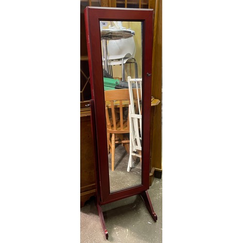 56 - MAHOGANY CHEVAL DRESSING MIRROR/JEWELLERY STORAGE CABINET