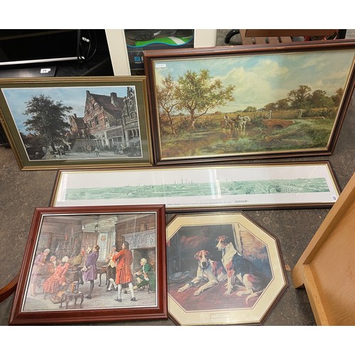 77 - LITHOGRAPHIC PRINT, PANORAMA OF OLDHAM, AND OTHER LANDSCAPE PRINTS