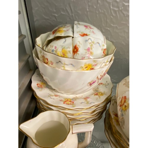 317 - AYNSLEY RIBBED FLORAL PATTERN TEA SERVICE