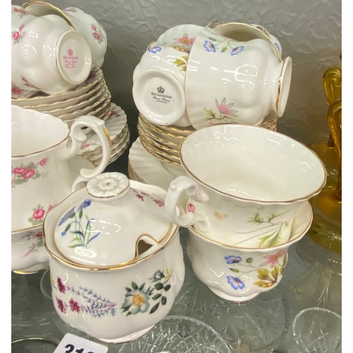 318 - RICHMOND BONE CHINA ROSE JUNE AND FLORAL TEASETS