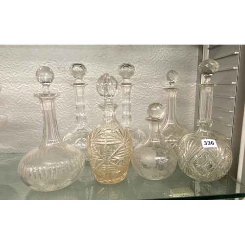 336 - SELECTION OF 19TH AND EARLY 20TH CENTURY GLOBE AND SHAFT AND MALLET DECANTERS