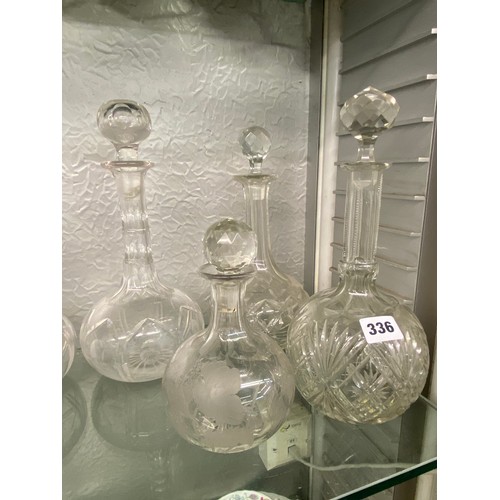 336 - SELECTION OF 19TH AND EARLY 20TH CENTURY GLOBE AND SHAFT AND MALLET DECANTERS