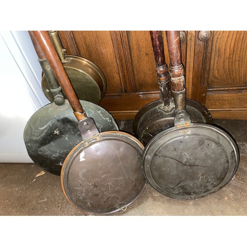 181 - VARIOUS ANTIQUE COPPER AND BRASS WARMING PANS