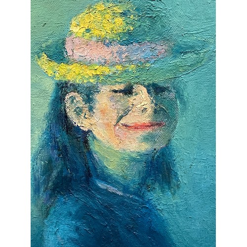 221 - POSSIBLY NG WINGUPO OILS ON BOARD PORTRAIT OF A GIRL IN STRAW HAT SIGNED AND DATED 1981