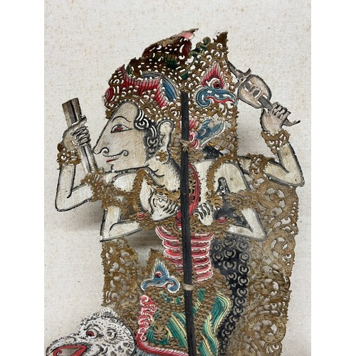 207 - INDONESIAN DECORATIVE FAN MOUNTED ON BOARD