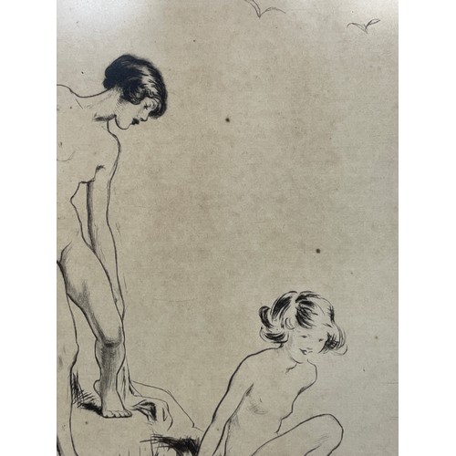 216 - FEMALE FIGURAL PRINT OF AN ETCHING MONOGRAMMED LB SIGNED IN PENCIL LEWIS