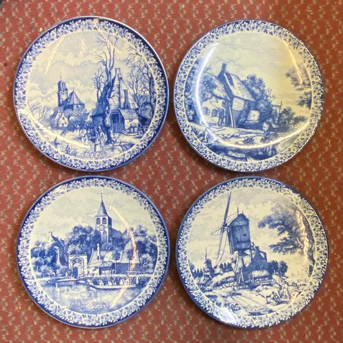 400 - FOUR MAASTRICHT BLUE DELFT SCENIC PLATES