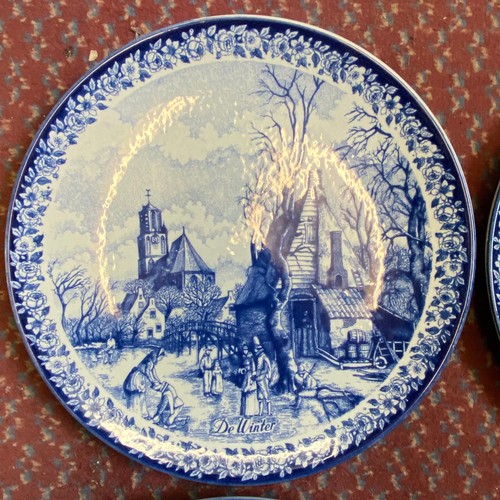 400 - FOUR MAASTRICHT BLUE DELFT SCENIC PLATES