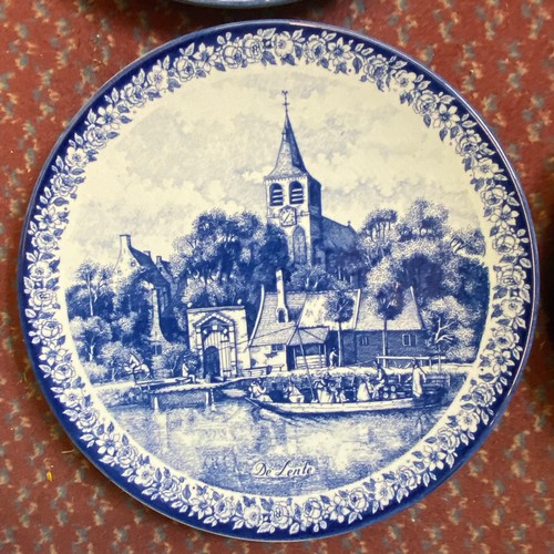 400 - FOUR MAASTRICHT BLUE DELFT SCENIC PLATES