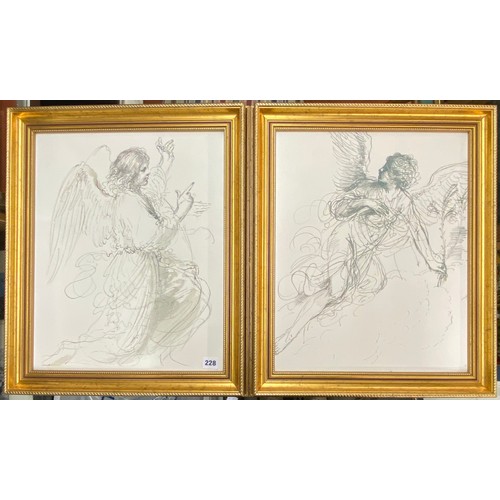 228 - PAIR OF PRINTS OF ANGELS FRAMED AND GLAZED