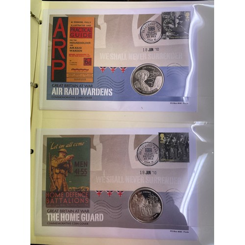 673 - A4 BINDER THE GREAT BRITAIN AT WAR COMMEMORATIVE COIN COVER ALBUM