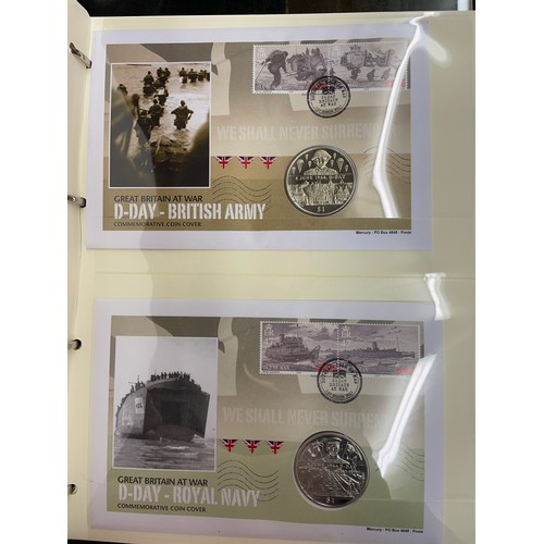 673 - A4 BINDER THE GREAT BRITAIN AT WAR COMMEMORATIVE COIN COVER ALBUM