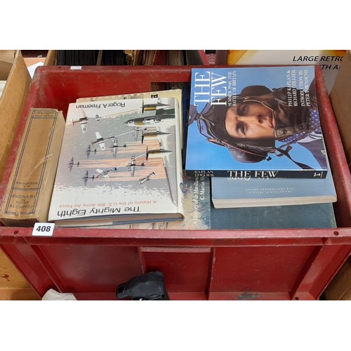 408 - CRATE OF BOOKS MAINLY ON AVIATION AND MILITARY AIRCRAFT