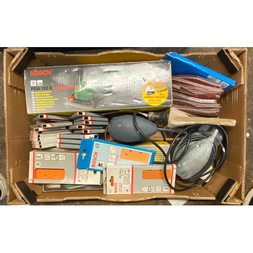 279 - TWO CARTONS OF BLACK AND DECKER AND BOSCH POWER TOOLS INC GRINDER AND RELATED ACCESSORIES