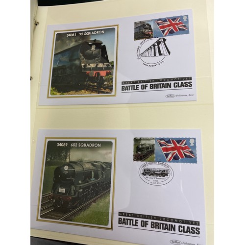 677 - FIVE A4 BINDERS BENHAM GREAT NAMED TRAINS OF BRITAIN STAMP COVERS