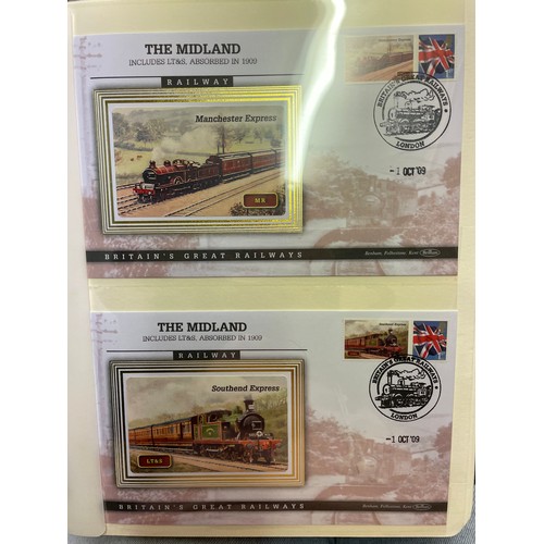 677 - FIVE A4 BINDERS BENHAM GREAT NAMED TRAINS OF BRITAIN STAMP COVERS