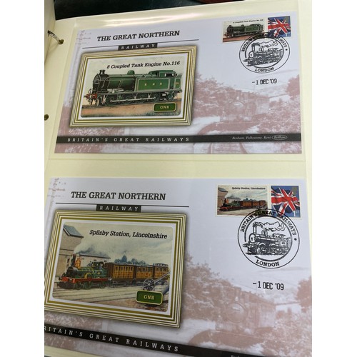 677 - FIVE A4 BINDERS BENHAM GREAT NAMED TRAINS OF BRITAIN STAMP COVERS