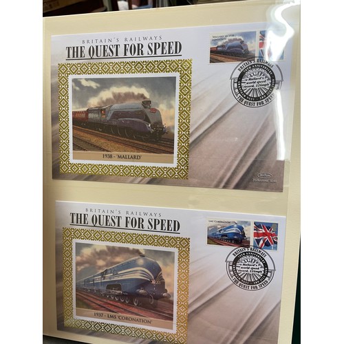 677 - FIVE A4 BINDERS BENHAM GREAT NAMED TRAINS OF BRITAIN STAMP COVERS