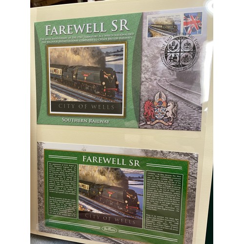 677 - FIVE A4 BINDERS BENHAM GREAT NAMED TRAINS OF BRITAIN STAMP COVERS