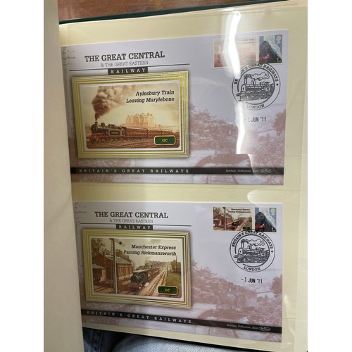 677 - FIVE A4 BINDERS BENHAM GREAT NAMED TRAINS OF BRITAIN STAMP COVERS