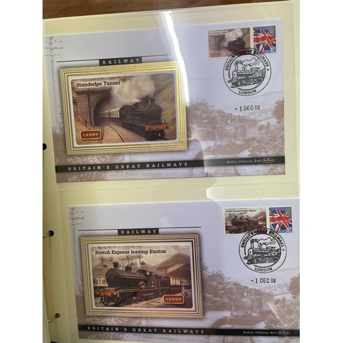 677 - FIVE A4 BINDERS BENHAM GREAT NAMED TRAINS OF BRITAIN STAMP COVERS