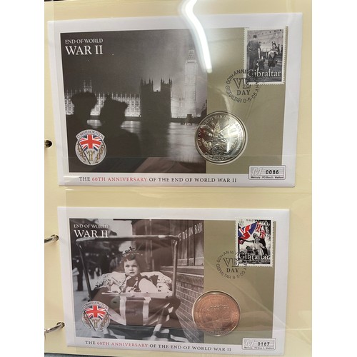 674 - FOUR A4 BINDERS OF COIN COVERS VE DAY AND 60TH ANNIVERSARY OF THE END OF WWII, PLUS THE PATH TO VICT... 