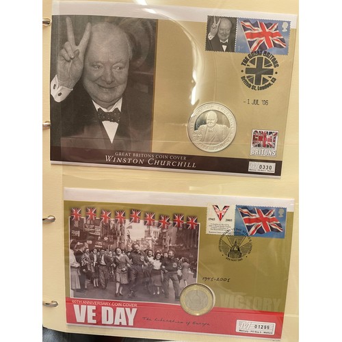 674 - FOUR A4 BINDERS OF COIN COVERS VE DAY AND 60TH ANNIVERSARY OF THE END OF WWII, PLUS THE PATH TO VICT... 