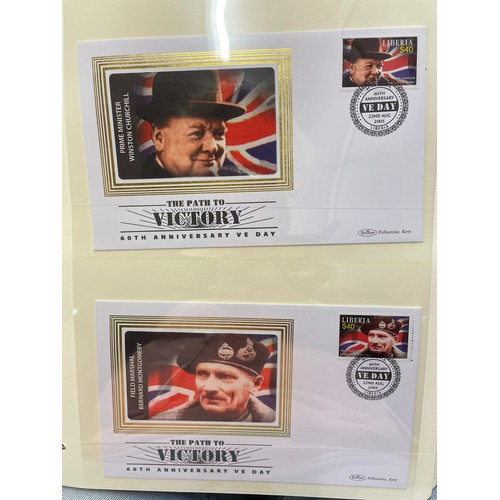 674 - FOUR A4 BINDERS OF COIN COVERS VE DAY AND 60TH ANNIVERSARY OF THE END OF WWII, PLUS THE PATH TO VICT... 