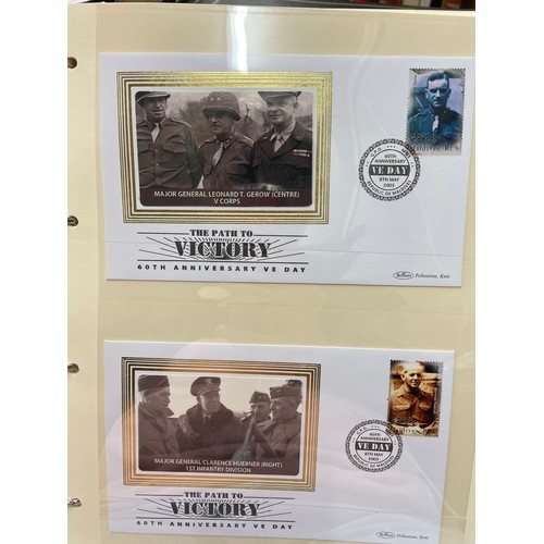 674 - FOUR A4 BINDERS OF COIN COVERS VE DAY AND 60TH ANNIVERSARY OF THE END OF WWII, PLUS THE PATH TO VICT... 