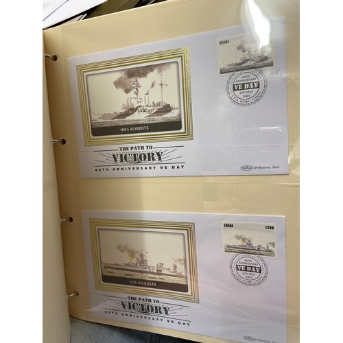 674 - FOUR A4 BINDERS OF COIN COVERS VE DAY AND 60TH ANNIVERSARY OF THE END OF WWII, PLUS THE PATH TO VICT... 