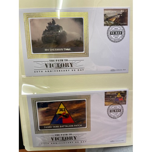 674 - FOUR A4 BINDERS OF COIN COVERS VE DAY AND 60TH ANNIVERSARY OF THE END OF WWII, PLUS THE PATH TO VICT... 