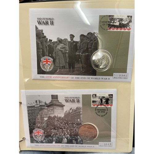 674 - FOUR A4 BINDERS OF COIN COVERS VE DAY AND 60TH ANNIVERSARY OF THE END OF WWII, PLUS THE PATH TO VICT... 