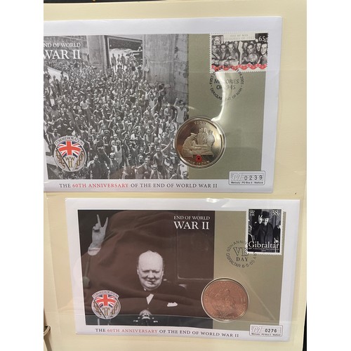 674 - FOUR A4 BINDERS OF COIN COVERS VE DAY AND 60TH ANNIVERSARY OF THE END OF WWII, PLUS THE PATH TO VICT... 