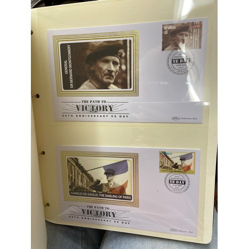 674 - FOUR A4 BINDERS OF COIN COVERS VE DAY AND 60TH ANNIVERSARY OF THE END OF WWII, PLUS THE PATH TO VICT... 