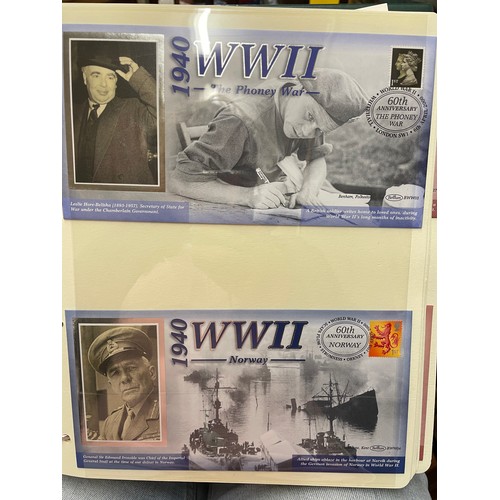 679 - A4 BINDER OF BENHAM WWII COMMEMORATIVE STAMP COVER AND ALBUM WITH VE DAY MEDAL COVERS