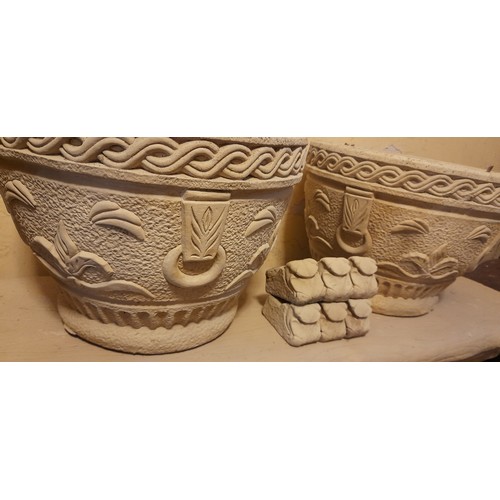 149 - PAIR OF CIRCULAR STONEWORK PLANTERS