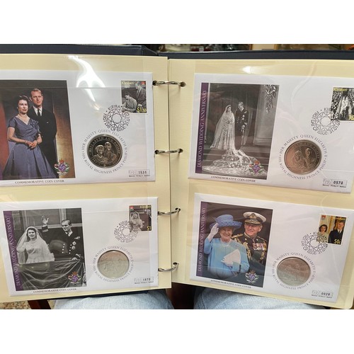 675 - EIGHT A4 BINDERS OF QUEEN ELIZABETH II DIAMOND WEDDING COIN COVER COLLECTIONS