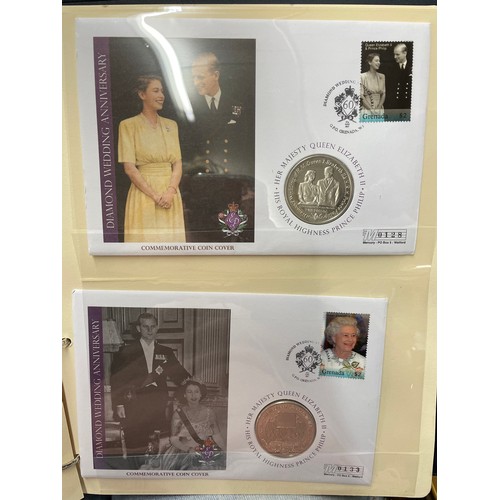 675 - EIGHT A4 BINDERS OF QUEEN ELIZABETH II DIAMOND WEDDING COIN COVER COLLECTIONS