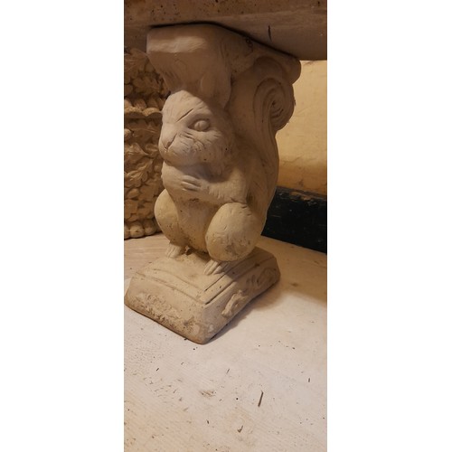 158 - STONEWORK SQUIRREL SUPPORT GARDEN BENCH SEAT