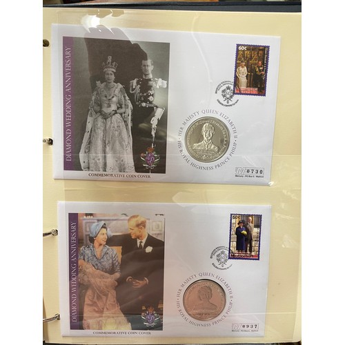 675 - EIGHT A4 BINDERS OF QUEEN ELIZABETH II DIAMOND WEDDING COIN COVER COLLECTIONS