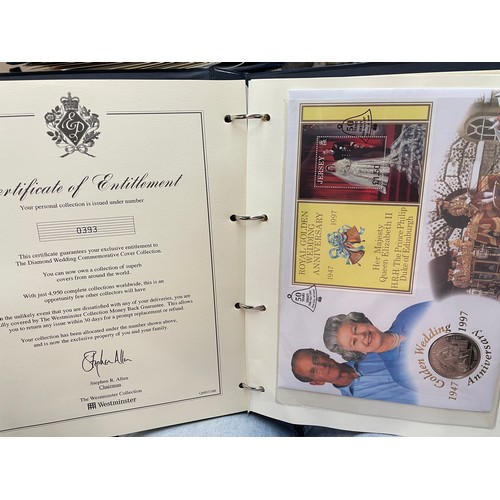 675 - EIGHT A4 BINDERS OF QUEEN ELIZABETH II DIAMOND WEDDING COIN COVER COLLECTIONS