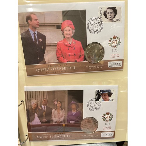 675 - EIGHT A4 BINDERS OF QUEEN ELIZABETH II DIAMOND WEDDING COIN COVER COLLECTIONS