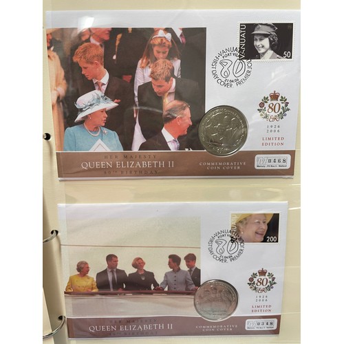 675 - EIGHT A4 BINDERS OF QUEEN ELIZABETH II DIAMOND WEDDING COIN COVER COLLECTIONS