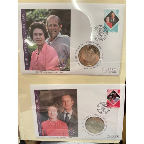 675 - EIGHT A4 BINDERS OF QUEEN ELIZABETH II DIAMOND WEDDING COIN COVER COLLECTIONS