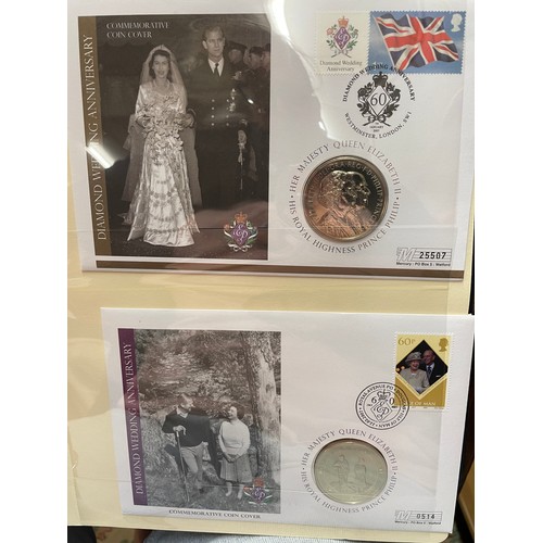 675 - EIGHT A4 BINDERS OF QUEEN ELIZABETH II DIAMOND WEDDING COIN COVER COLLECTIONS