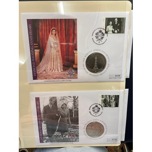 675 - EIGHT A4 BINDERS OF QUEEN ELIZABETH II DIAMOND WEDDING COIN COVER COLLECTIONS