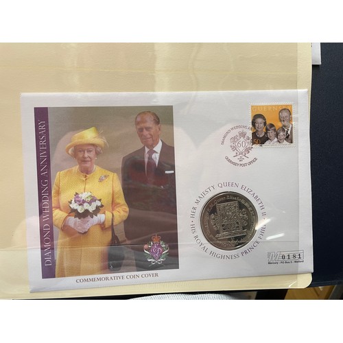 675 - EIGHT A4 BINDERS OF QUEEN ELIZABETH II DIAMOND WEDDING COIN COVER COLLECTIONS