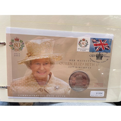 675 - EIGHT A4 BINDERS OF QUEEN ELIZABETH II DIAMOND WEDDING COIN COVER COLLECTIONS