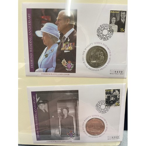 675 - EIGHT A4 BINDERS OF QUEEN ELIZABETH II DIAMOND WEDDING COIN COVER COLLECTIONS